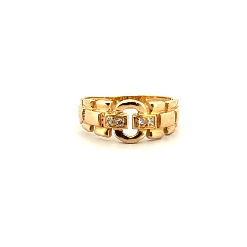 Bague Chaine or jaune et diamants sold by 58 Facettes