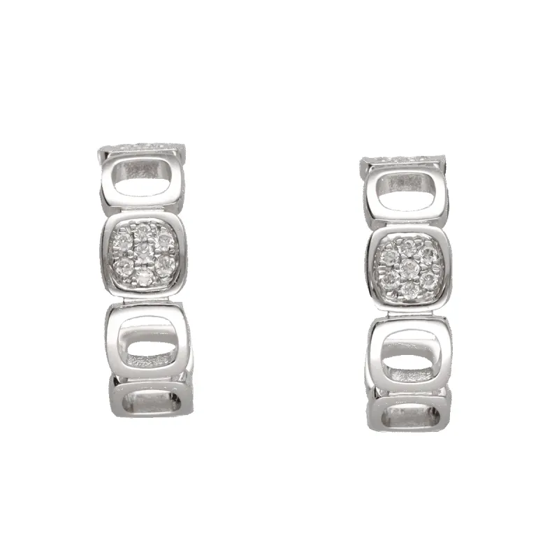 Dinh Van - Boucles d'oreilles Créoles Impression Domino diamants or blanc sold by 58 Facettes