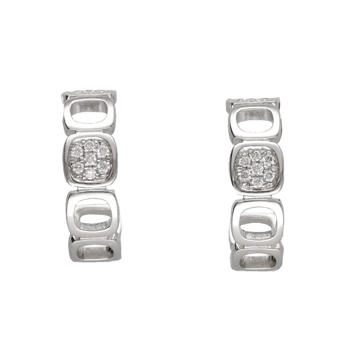 Dinh Van - Boucles d'oreilles Créoles Impression Domino diamants or blanc sold by 58 Facettes