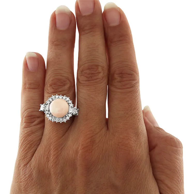Bague en or blanc avec corail et diamants sold by 58 Facettes product image thumbnail 2