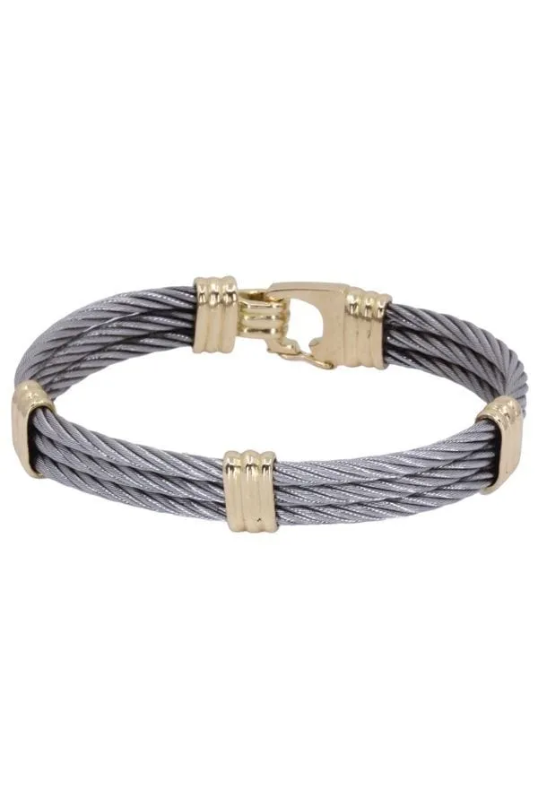BRACELET CABLES OR ET ACIER sold by 58 Facettes