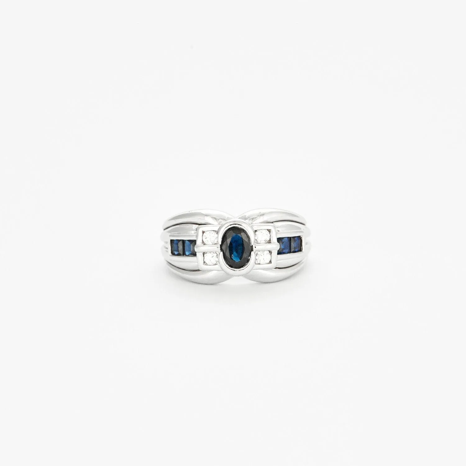 Bague en or blanc saphirs et diamants sold by 58 Facettes product image thumbnail 2