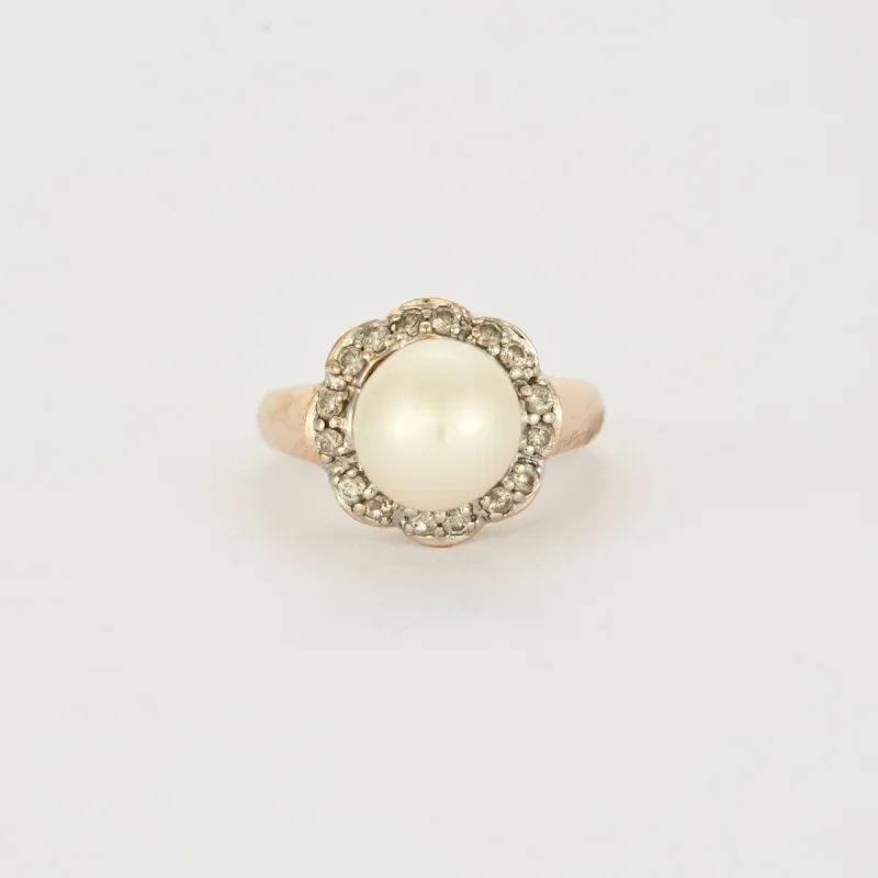 Bague avec perle et diamants sold by 58 Facettes