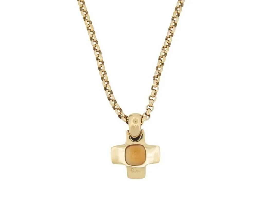 collier POMELLATO pendentif croix chaine maille jaseron or 18k sold by 58 Facettes