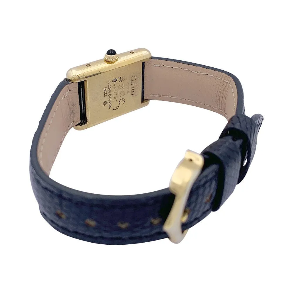 Montre Cartier "Tank Must" argent plaqué or, cadran laqué noir. sold by 58 Facettes product image thumbnail 4