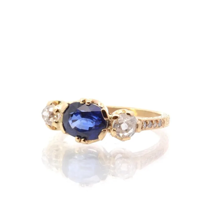 Bague Or jaune Saphir Diamants sold by 58 Facettes