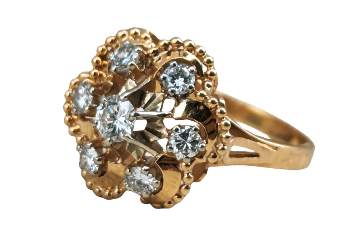 Bague marguerite vintage or et diamants made by 58 Facettes