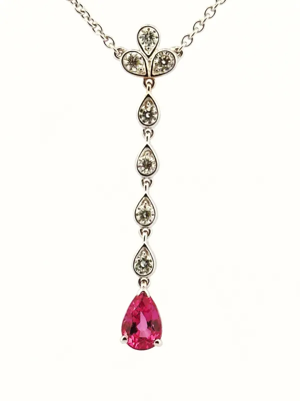 Collier or blanc 18 carats diamants et tourmaline rose sold by 58 Facettes