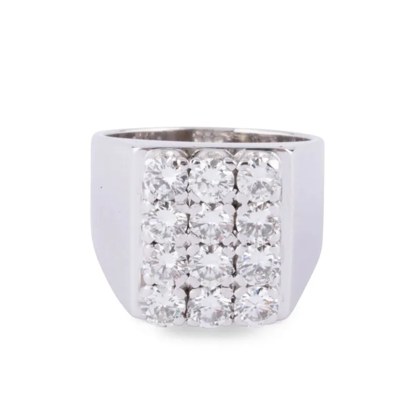 Bague chevalière Vintage Rectangulaire Or Gris Diamants sold by 58 Facettes