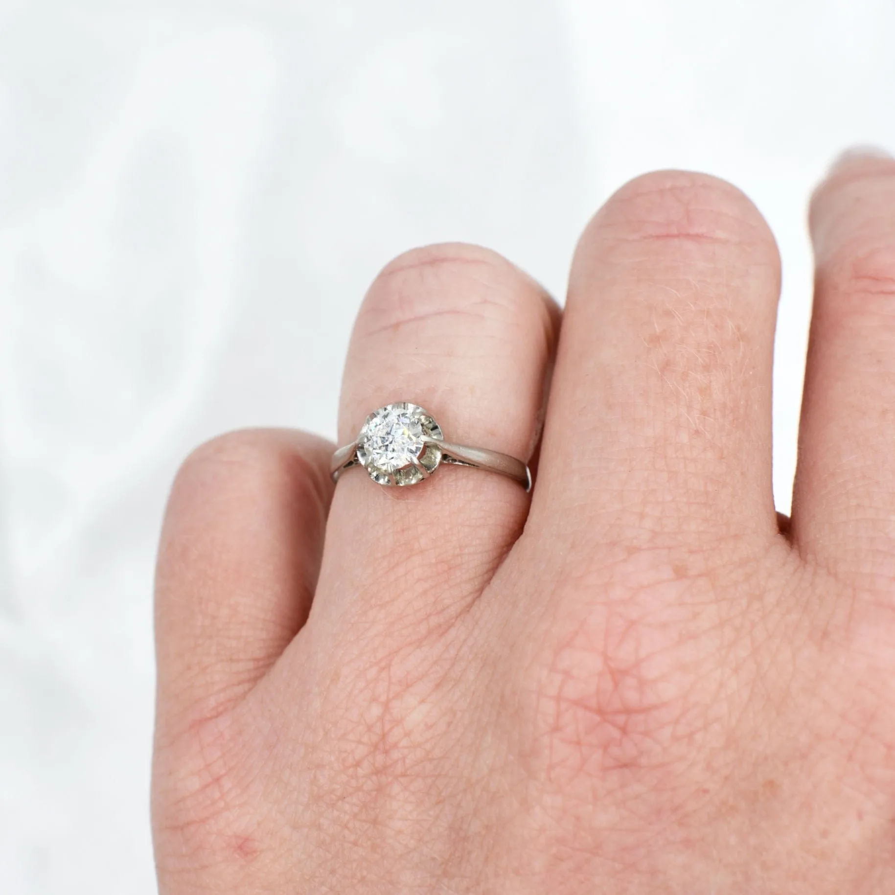 Bague Solitaire Ancien Platine et Diamants sold by 58 Facettes product image thumbnail 3