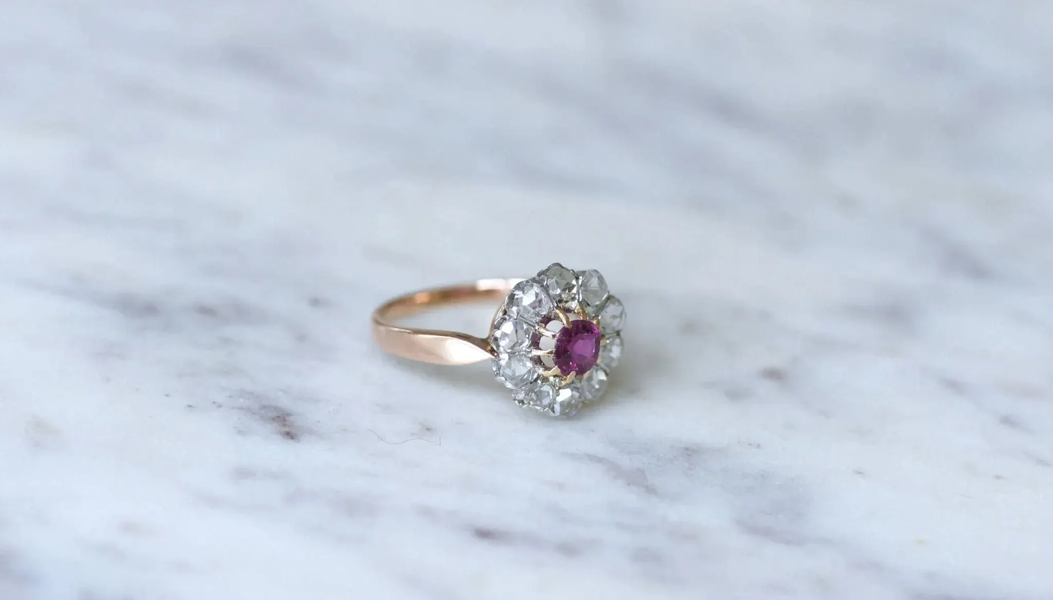 Bague marguerite saphir rose, diamants sold by 58 Facettes product image thumbnail 5