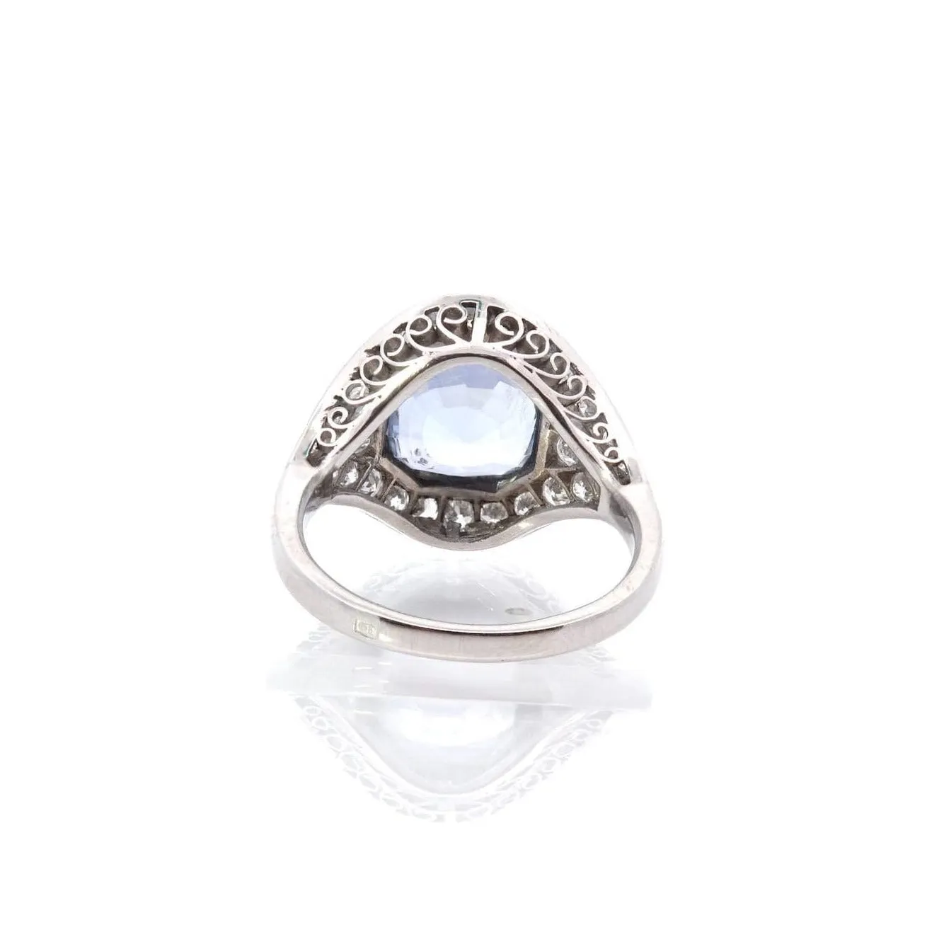 Bague Art Déco Platine Saphir de Ceylan Diamants sold by 58 Facettes product image thumbnail 5