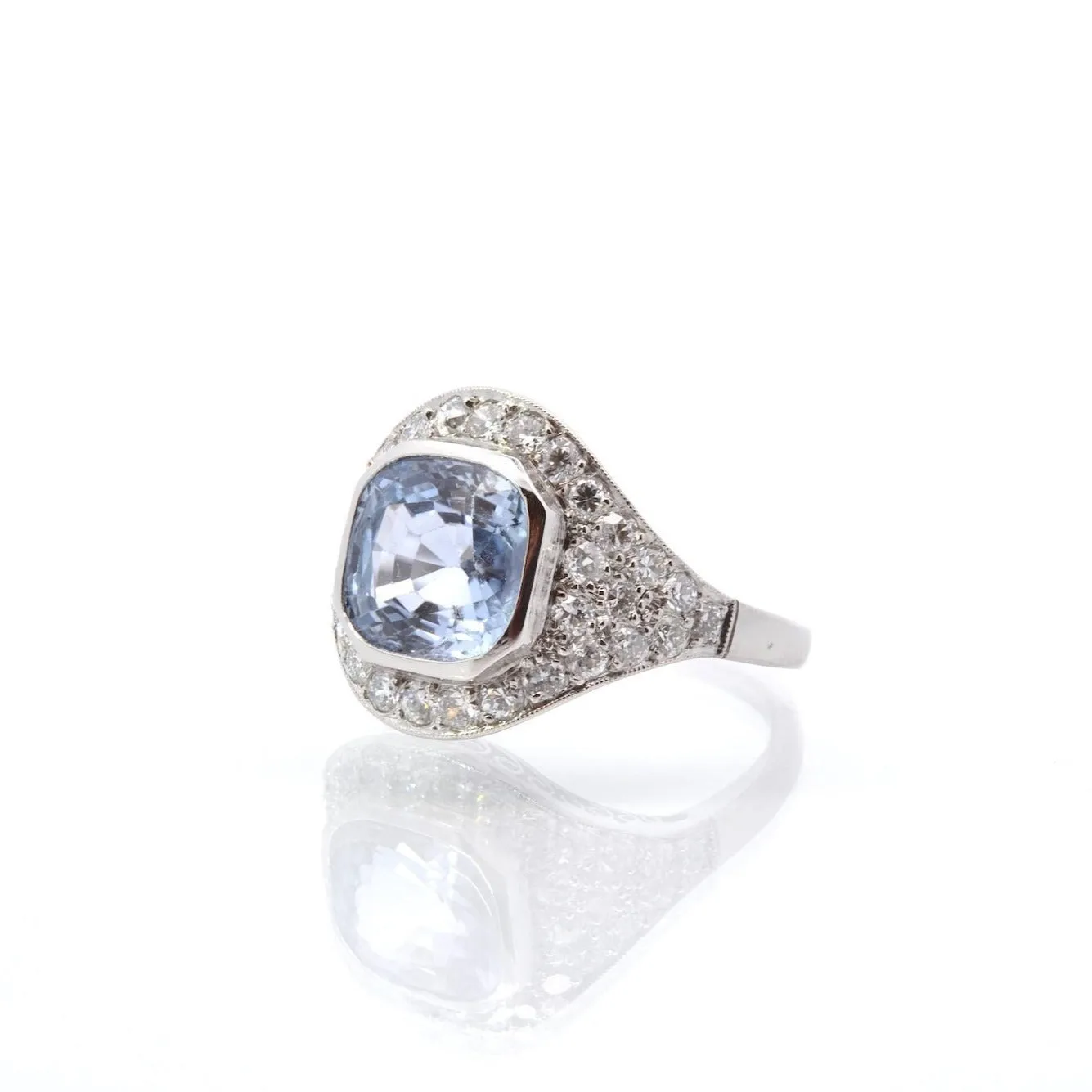 Bague Art Déco Platine Saphir de Ceylan Diamants sold by 58 Facettes product image thumbnail 3