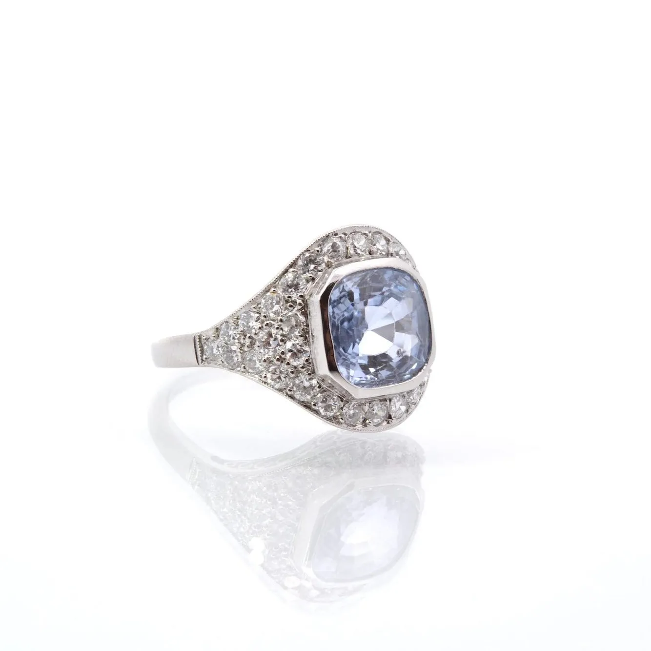 Bague Art Déco Platine Saphir de Ceylan Diamants sold by 58 Facettes product image thumbnail 4