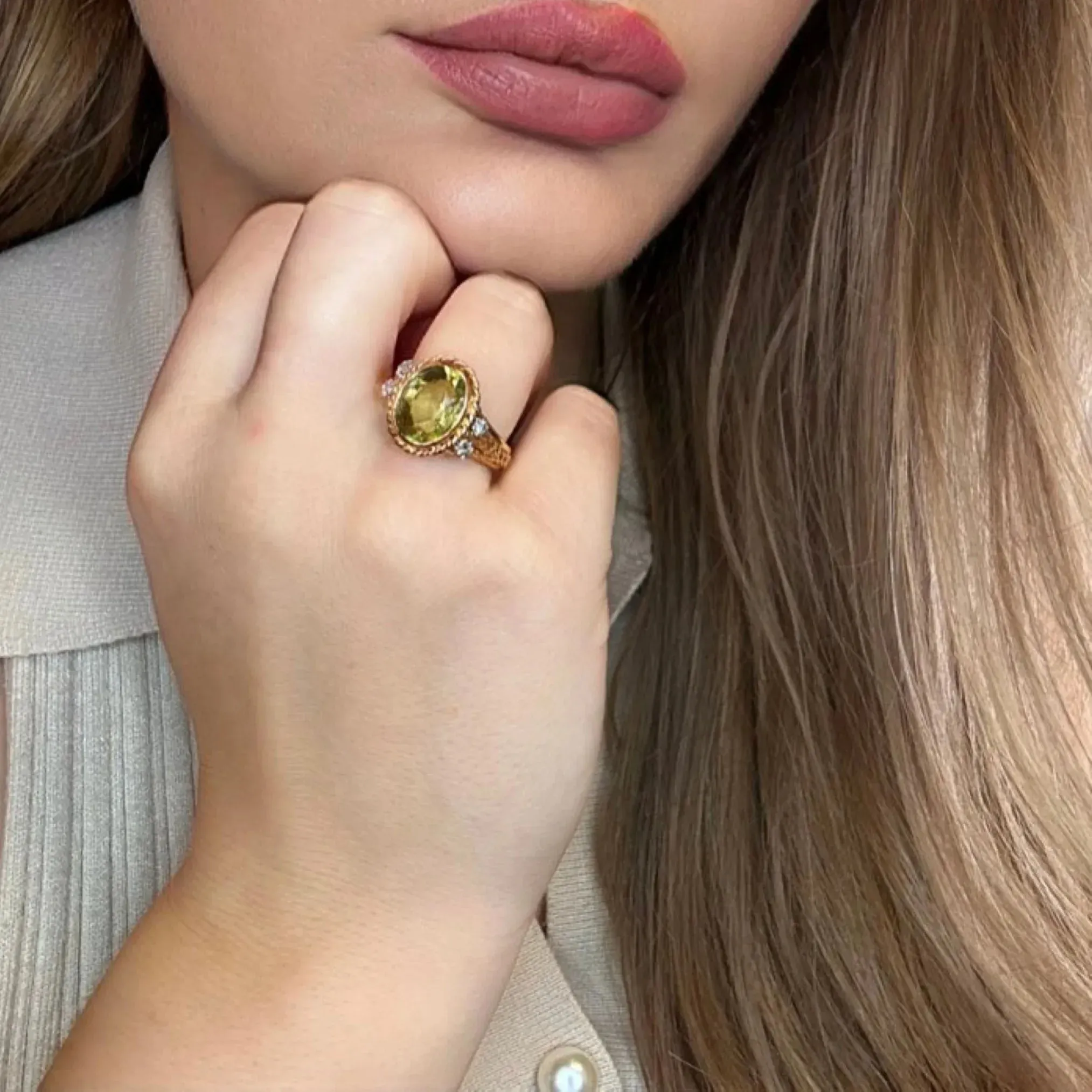 Bague Or Jaune 18k Tourmaline & Diamant sold by 58 Facettes product image thumbnail 2