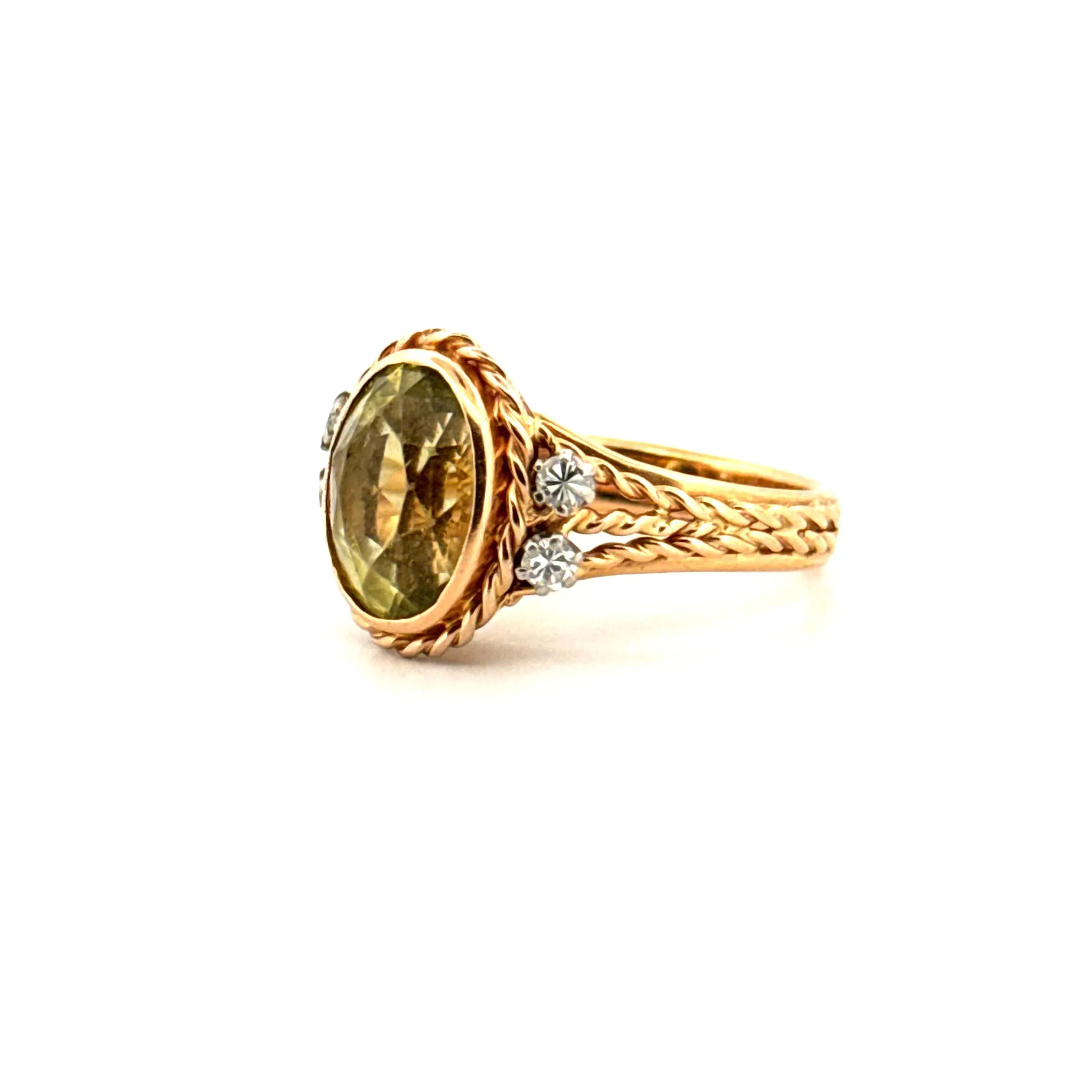 Bague Or Jaune 18k Tourmaline & Diamant sold by 58 Facettes product image thumbnail 3