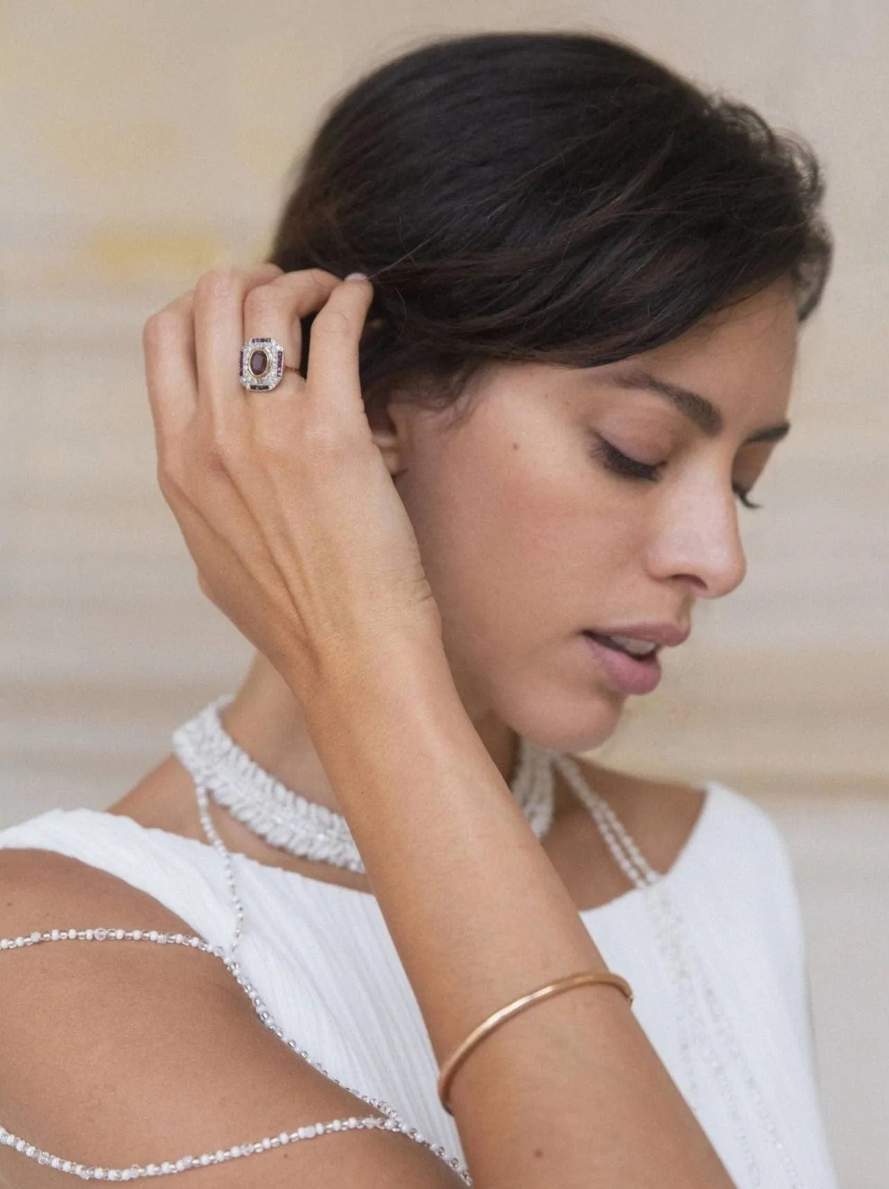 Bague de fiançailles Art Deco diamants et rubis sold by 58 Facettes product image thumbnail 4