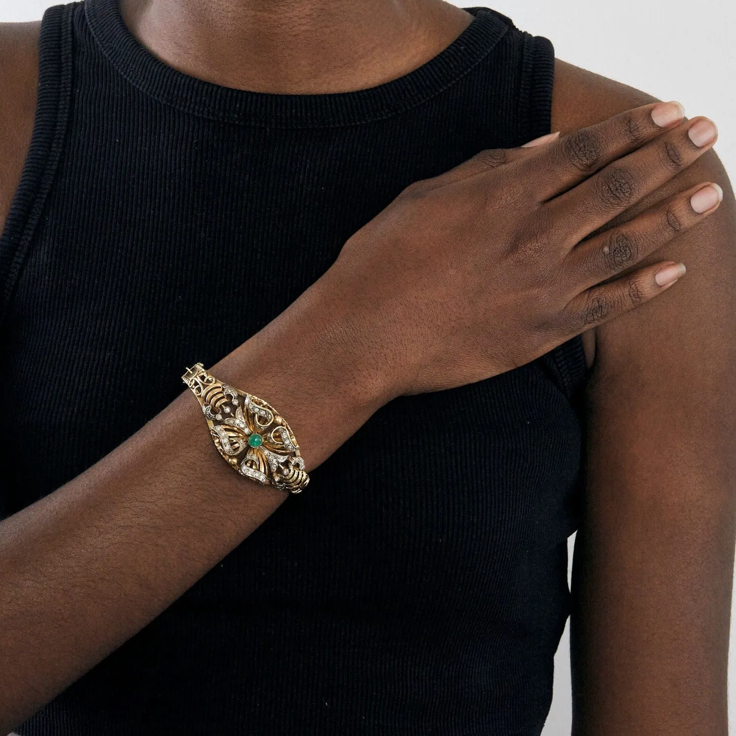 Bracelet Emeraude cabochon Diamants sold by 58 Facettes product image thumbnail 3