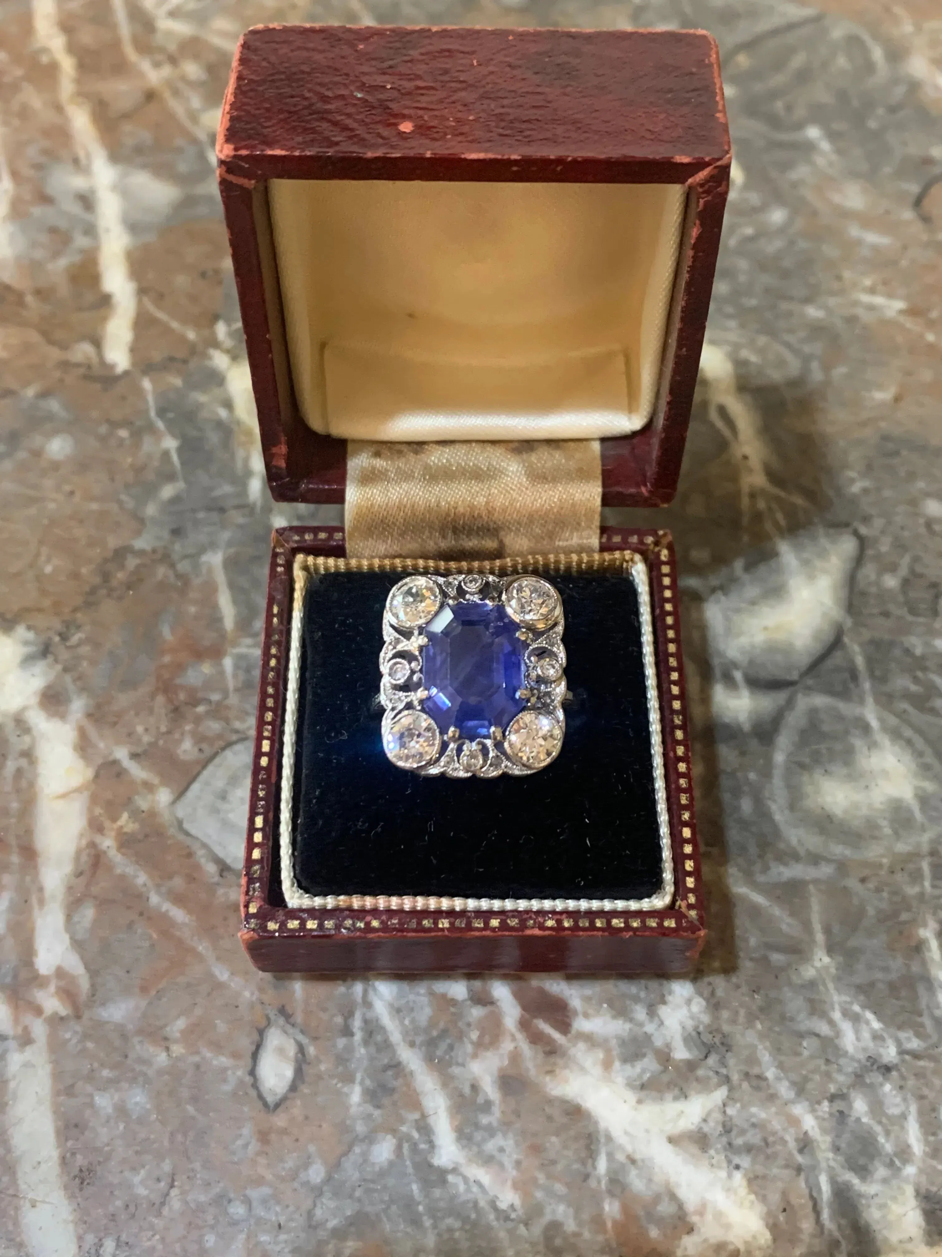 Bague Saphir Ceylan Non Chauffé Diamants Platine sold by 58 Facettes product image thumbnail 5