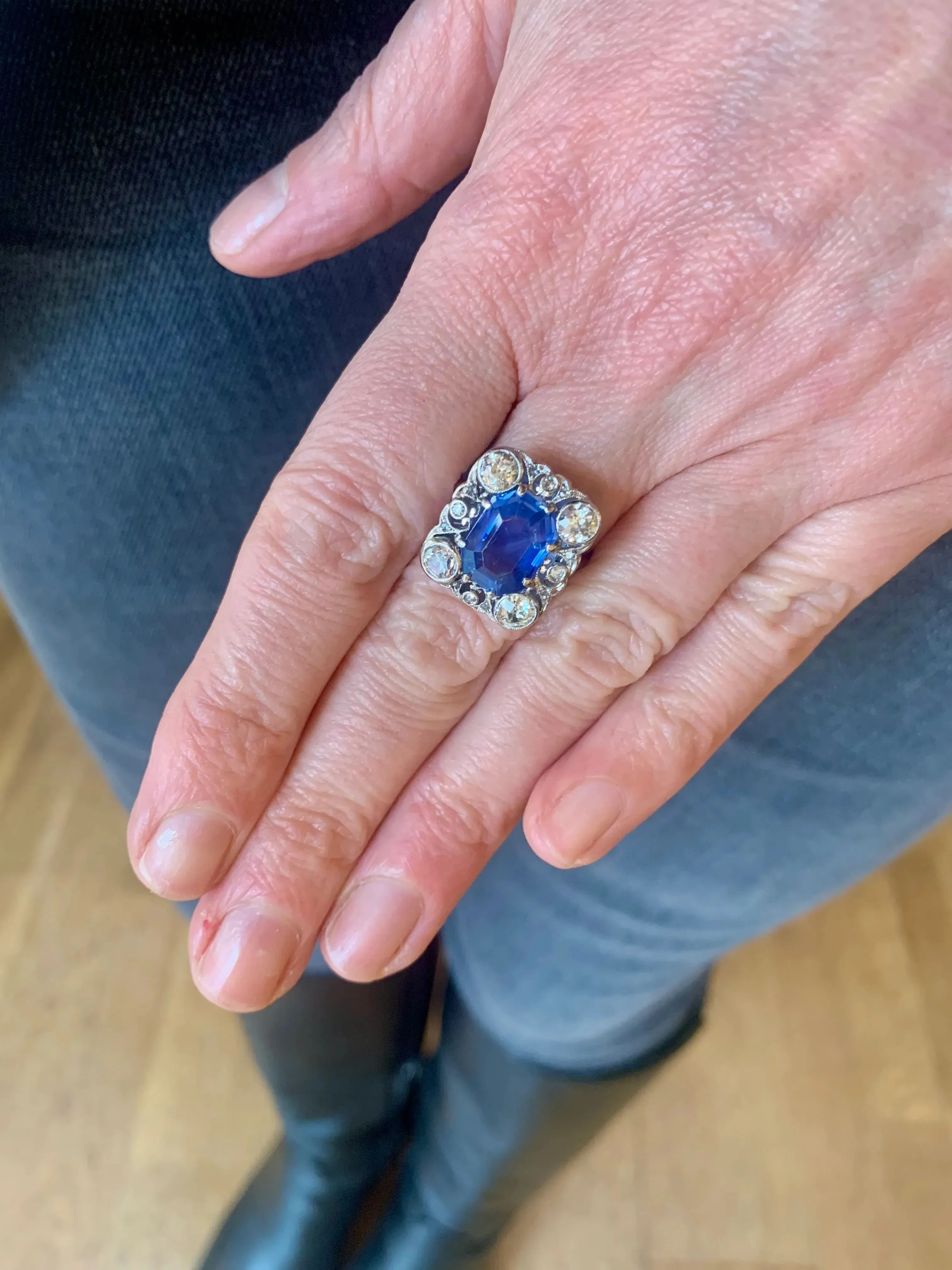 Bague Saphir Ceylan Non Chauffé Diamants Platine sold by 58 Facettes product image thumbnail 2