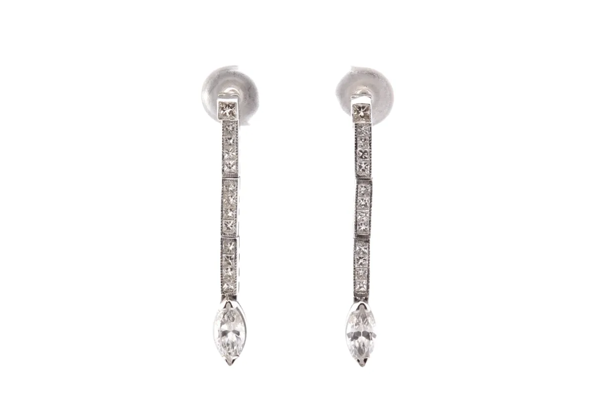 Boucles d'oreilles vintage diamants en or blanc 18k sold by 58 Facettes