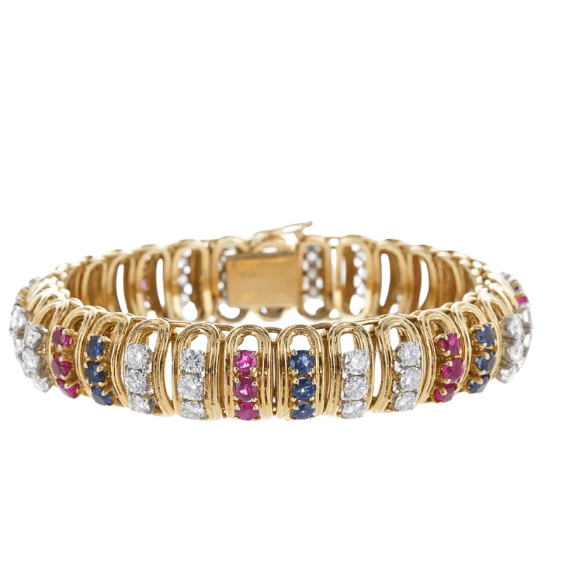 BOUCHERON - Bracelet Or Diamants Saphirs sold by 58 Facettes