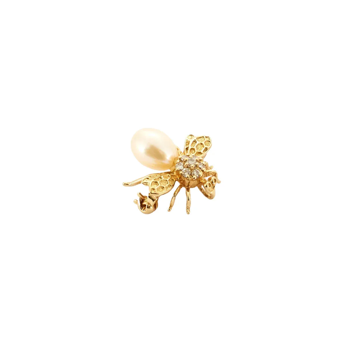 Broche mouche en or jaune 18k, diamants et perle de culture sold by 58 Facettes product image thumbnail 3