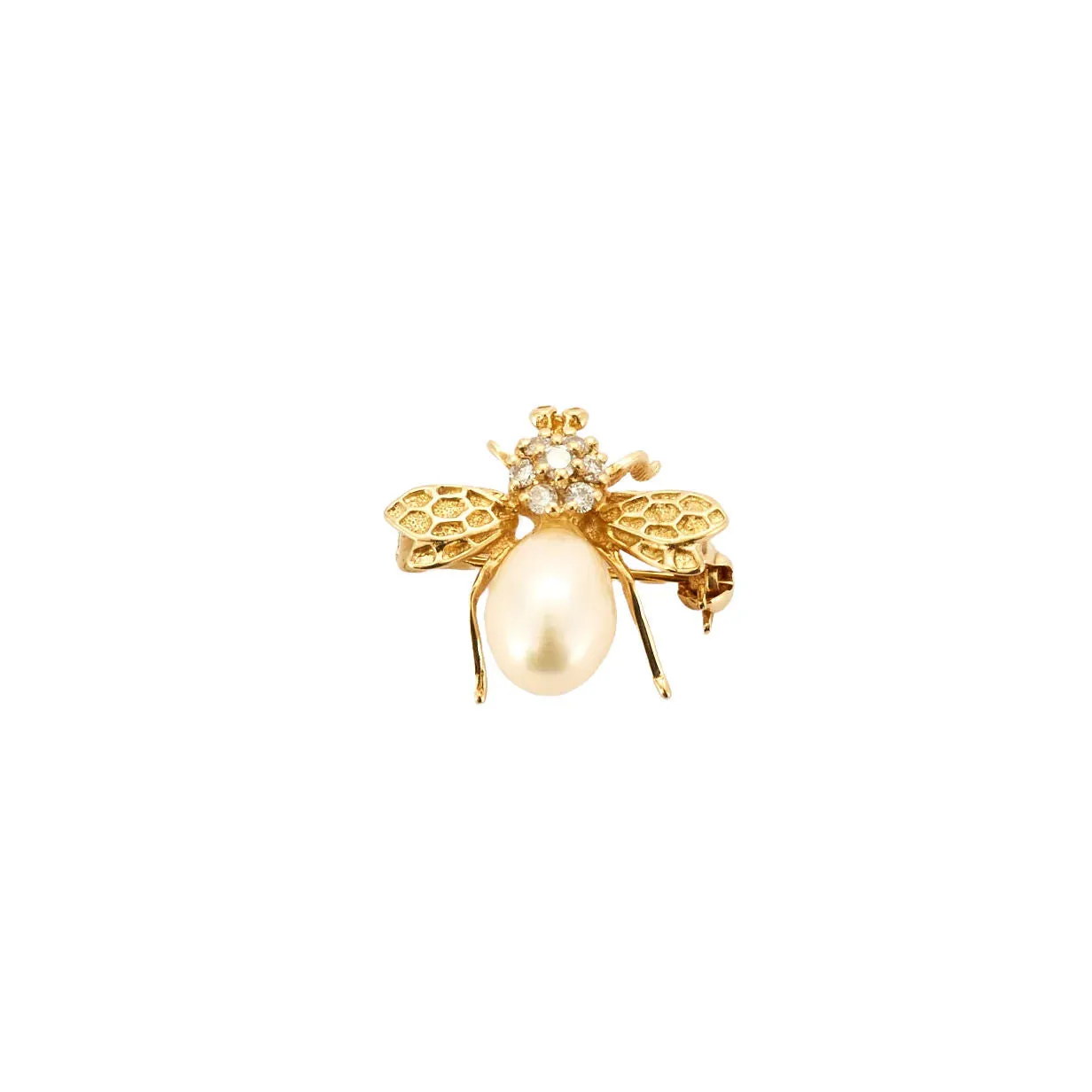 Broche mouche en or jaune 18k, diamants et perle de culture sold by 58 Facettes product image thumbnail 4