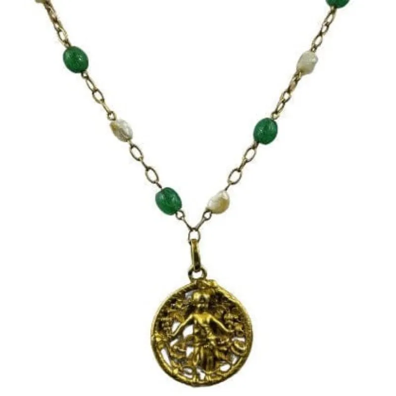 Collier or jaune avec Boule Aventurine et Perle de Culture Keshi sold by 58 Facettes