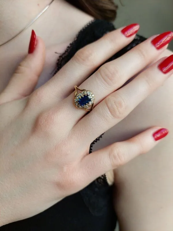 Bague marguerite saphir et diamants sold by 58 Facettes product image thumbnail 2