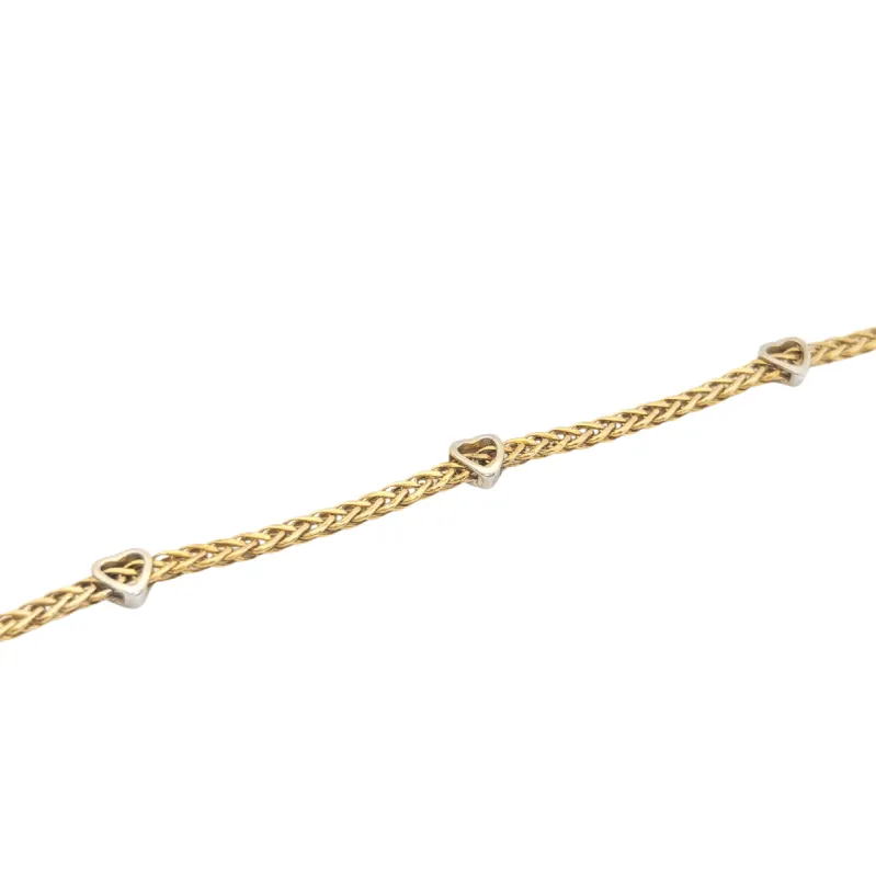 Bracelet cœurs en or jaune et diamants sold by 58 Facettes