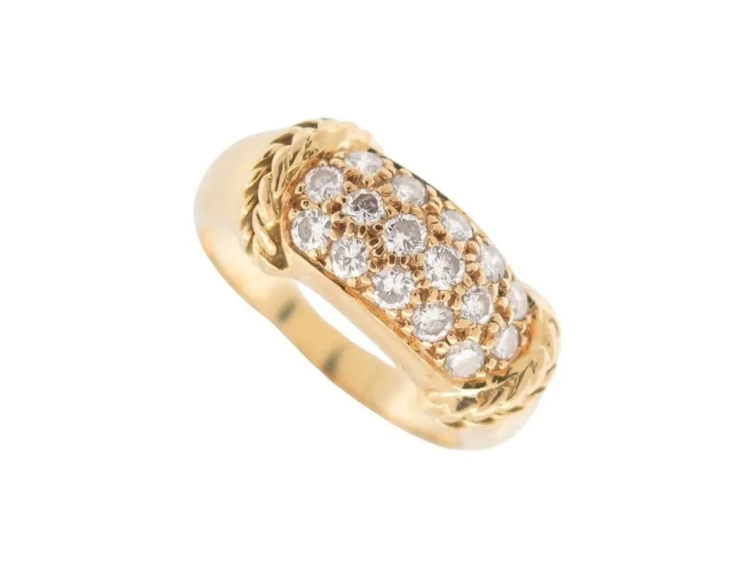 bague bandeau en or jaune et 16 diamants brillants 0.4ct sold by 58 Facettes