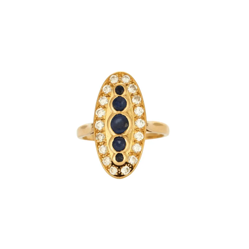 Bague en or jaune saphirs et diamants sold by 58 Facettes