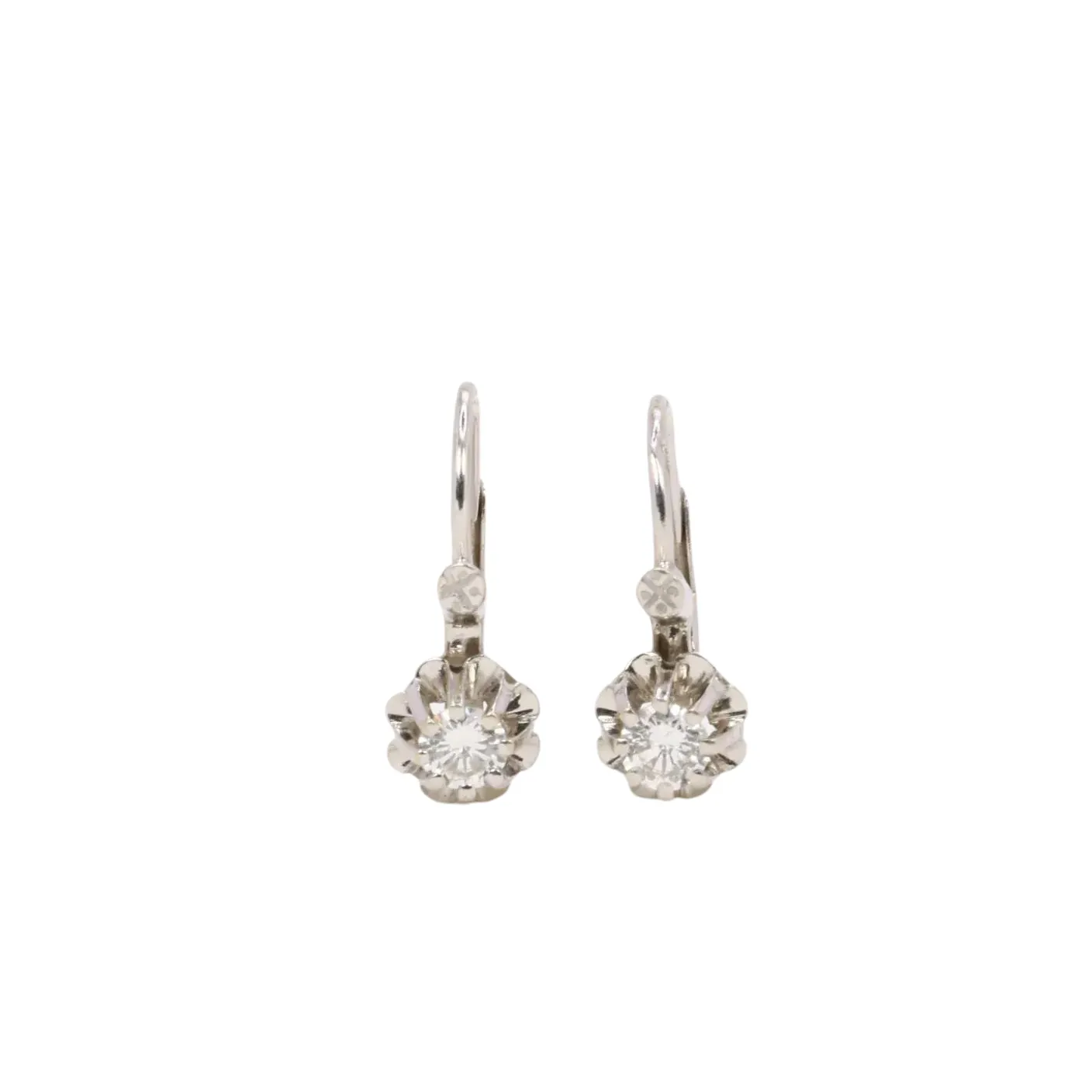 Dormeuses vintage or blanc diamants 0,30 ct sold by 58 Facettes