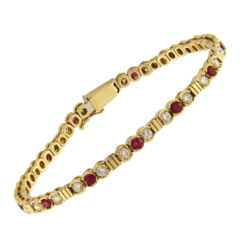 Bracelet diamant et rubis en or jaune sold by 58 Facettes