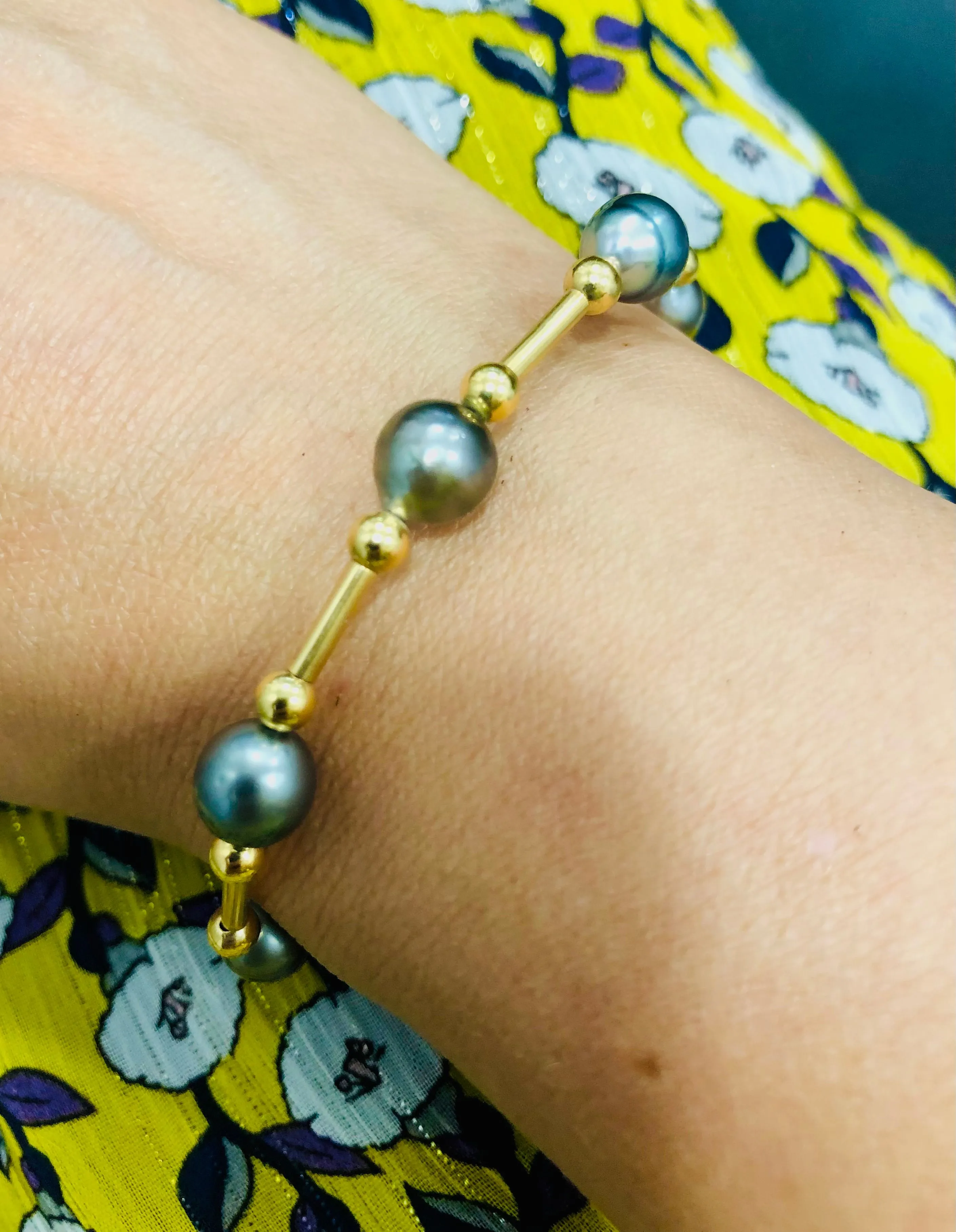 Bracelet perles de Tahiti/ or jaune sold by 58 Facettes product image thumbnail 2