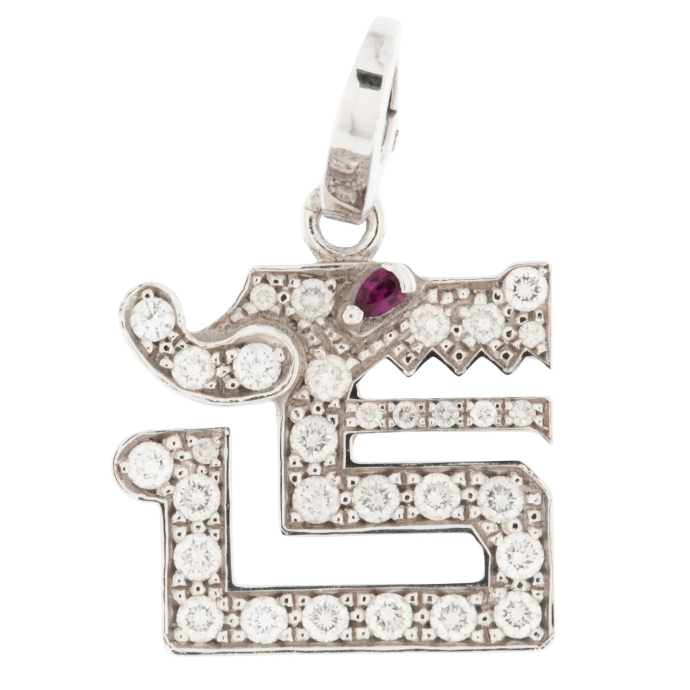 CARTIER - Le Baiser du Dragon - Pendentif en or blanc carats, diamants et rubis sold by 58 Facettes