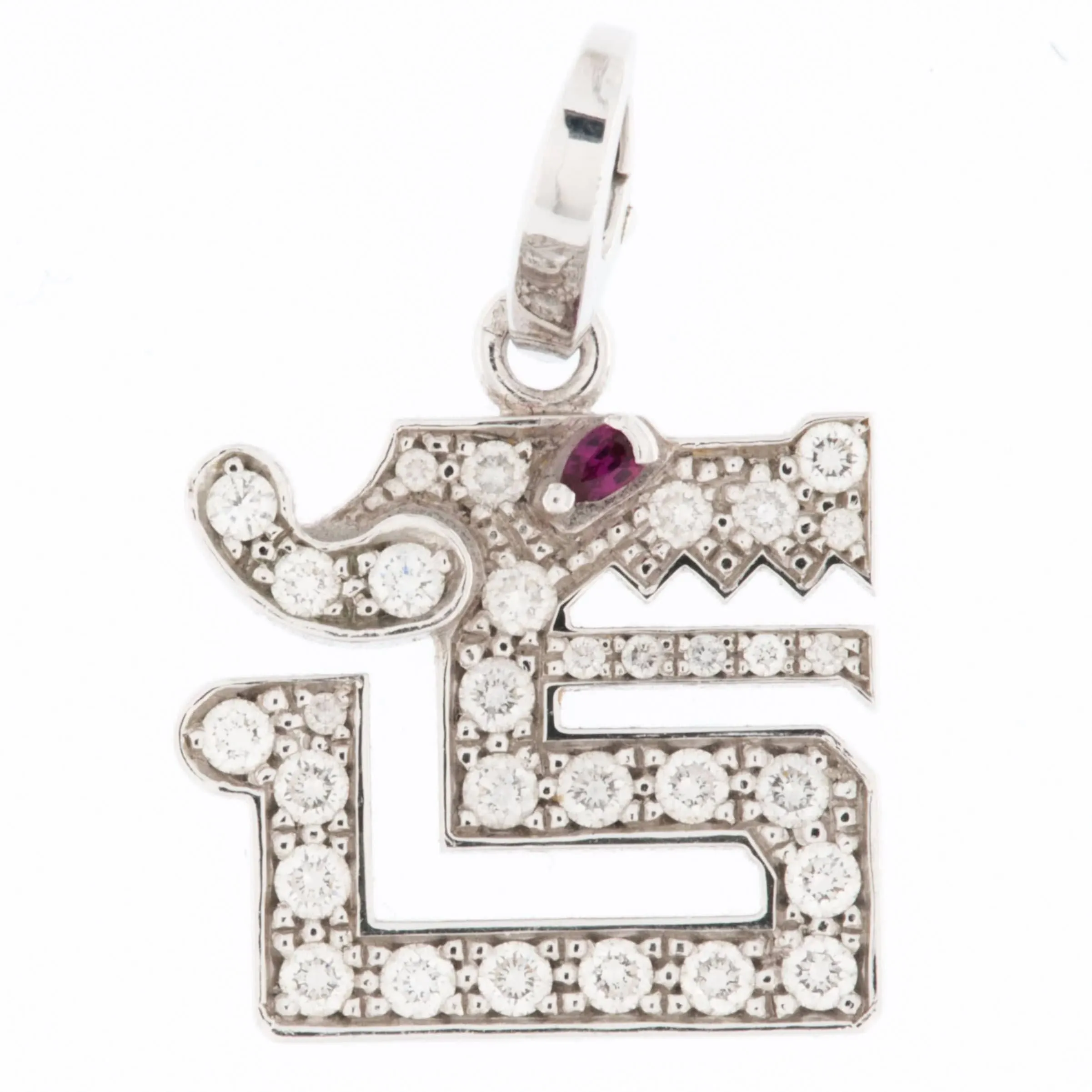 CARTIER - Le Baiser du Dragon - Pendentif en or blanc carats, diamants et rubis sold by 58 Facettes product image thumbnail 3