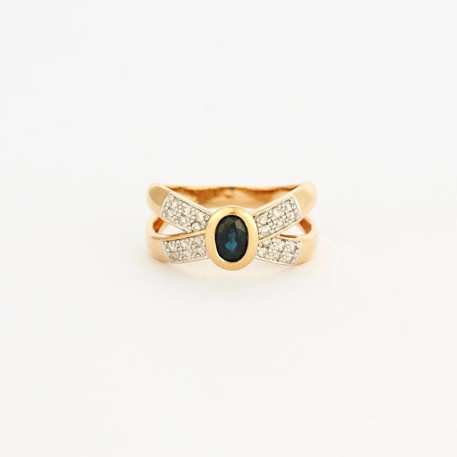 Bague saphir et diamants en or jaune 750 sold by 58 Facettes product image thumbnail 3