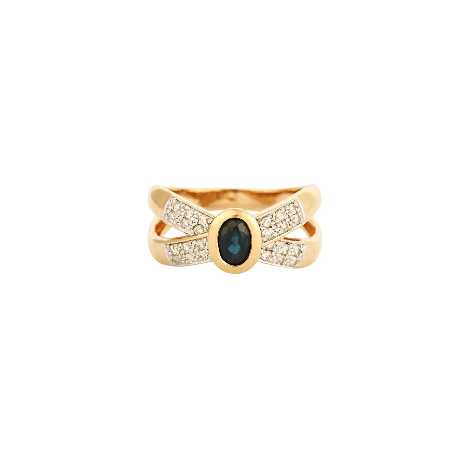 Bague saphir et diamants en or jaune 750 sold by 58 Facettes