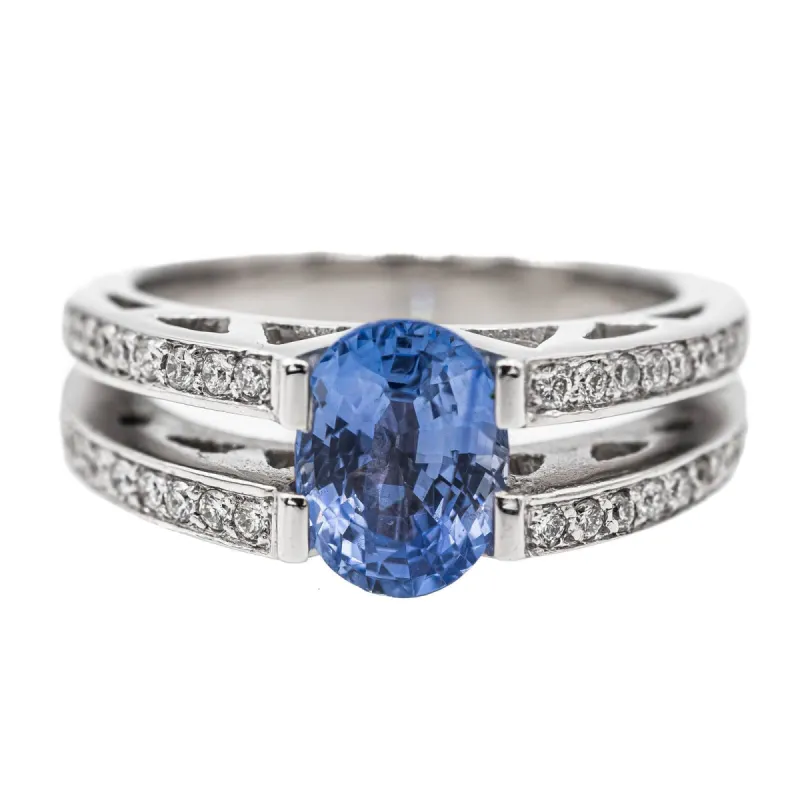 Bague Solitaire Or blanc Saphir sold by 58 Facettes