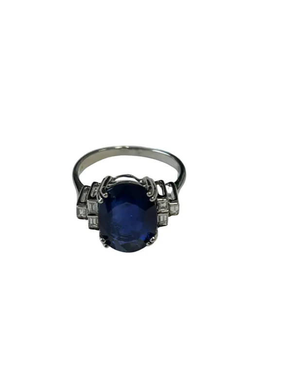Bague en or blanc sertie d'un Saphir de Ceylan sold by 58 Facettes