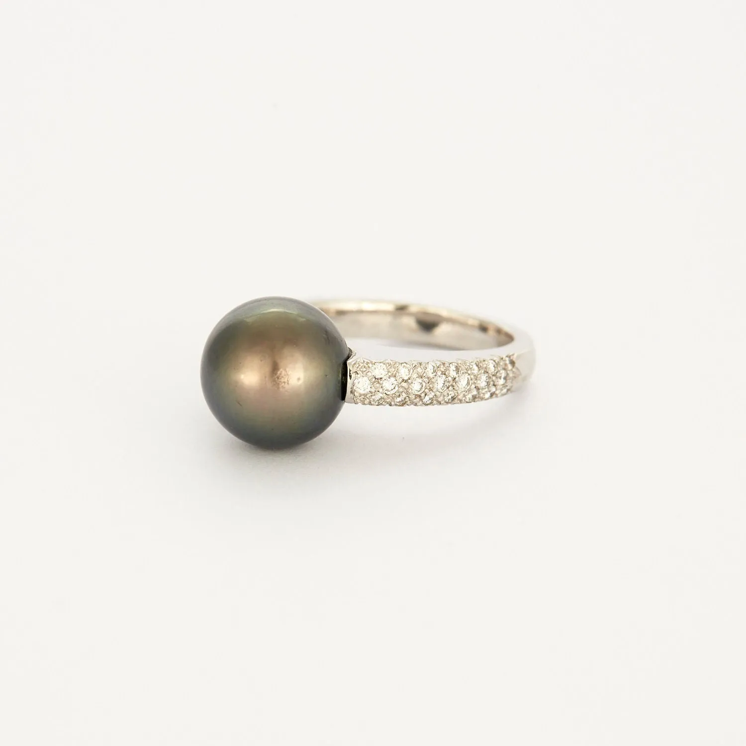 Bague or blanc perle de Tahiti avec diamants sold by 58 Facettes product image thumbnail 4