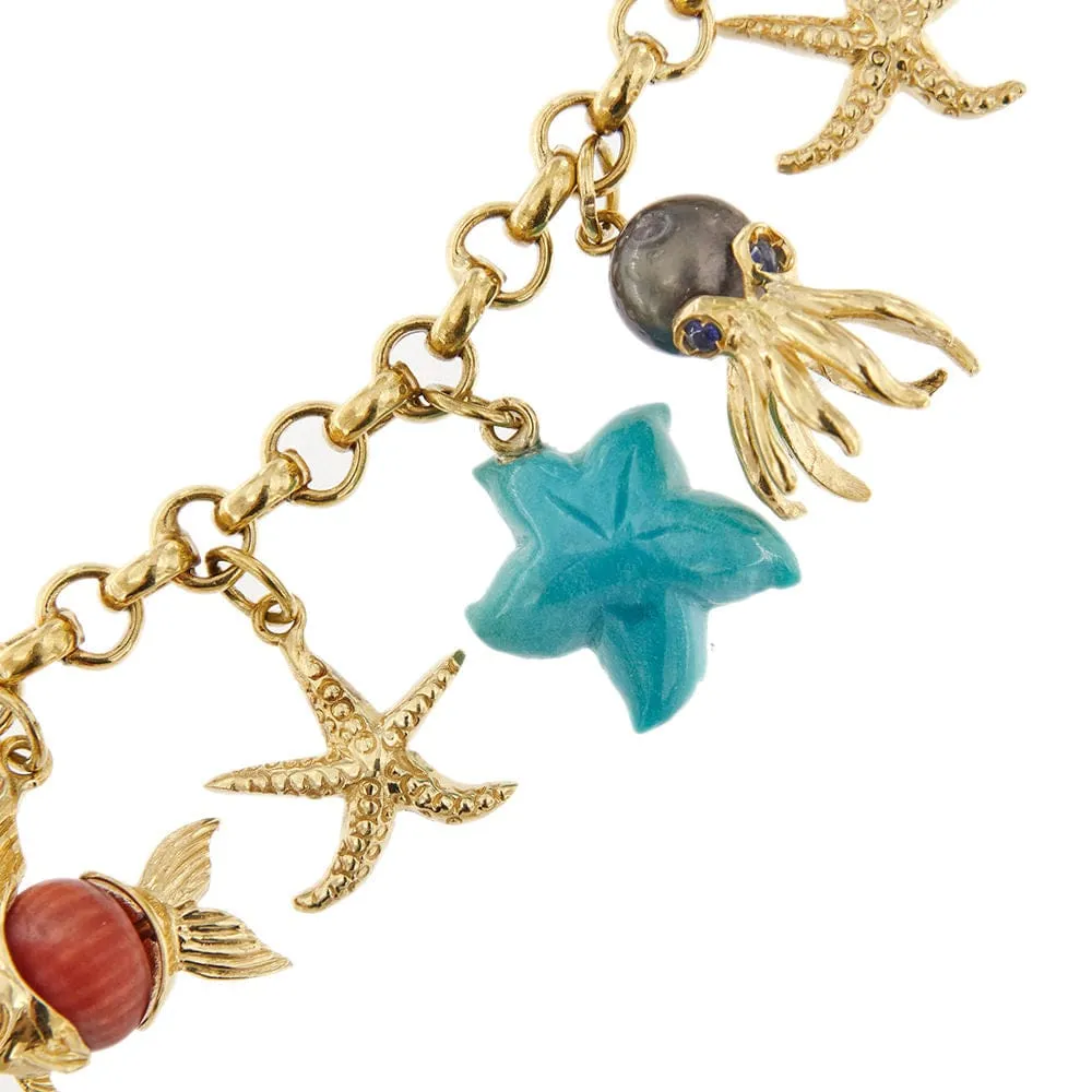 Bracelet avec breloques, corail, perles et turquoises sold by 58 Facettes product image thumbnail 5