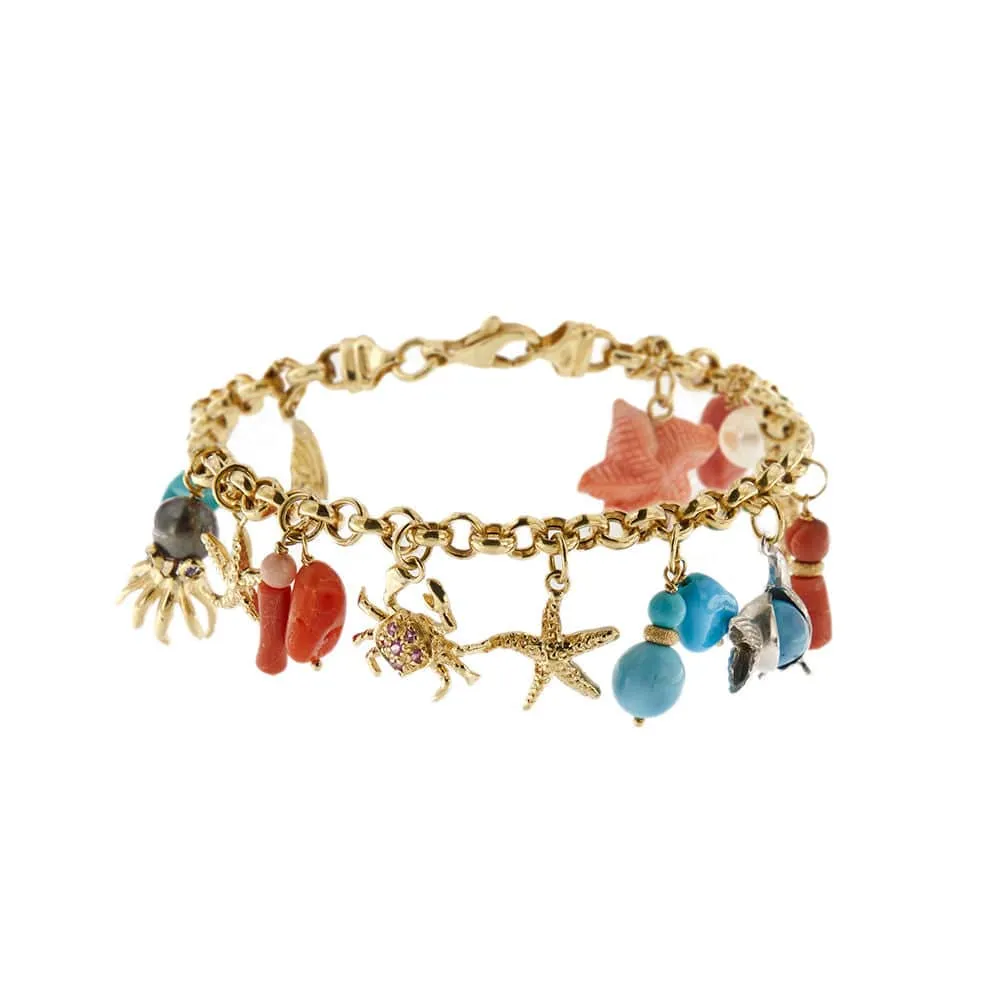 Bracelet avec breloques, corail, perles et turquoises sold by 58 Facettes product image thumbnail 4
