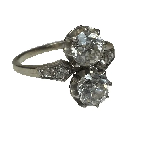 Bague Toi & Moi en or, platine et diamants sold by 58 Facettes