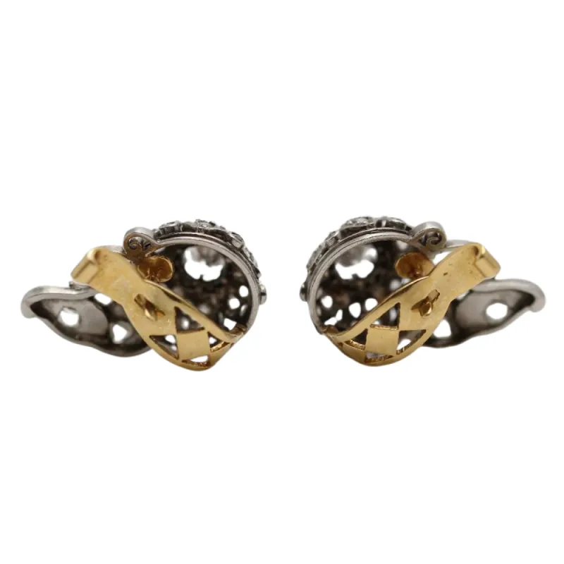 Boucles d'oreilles en or blanc et jaune avec diamants sold by 58 Facettes