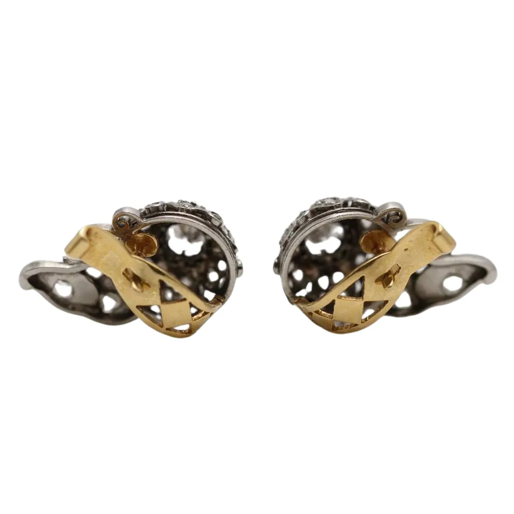 Boucles d'oreilles en or blanc et jaune avec diamants sold by 58 Facettes