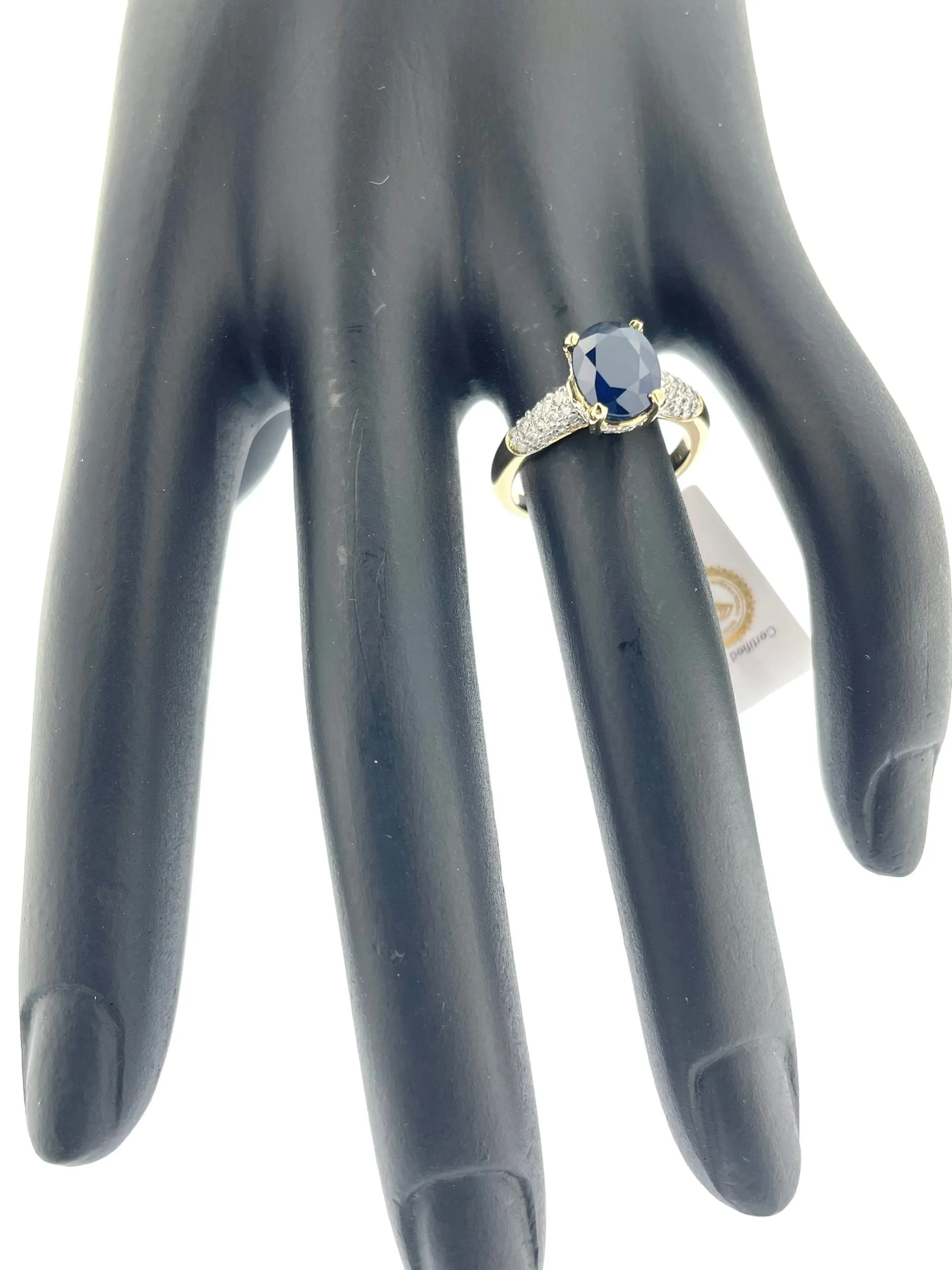 Bague cocktail en or jaune et blanc, diamants et saphirs sold by 58 Facettes product image thumbnail 2