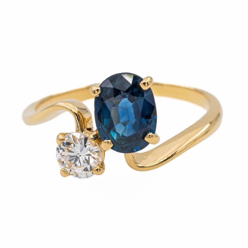 Bague Toi & Moi Or jaune Saphir sold by 58 Facettes